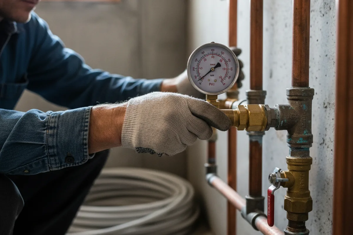 Pressure testing a repaired line during Water Line Repair in La Mesa